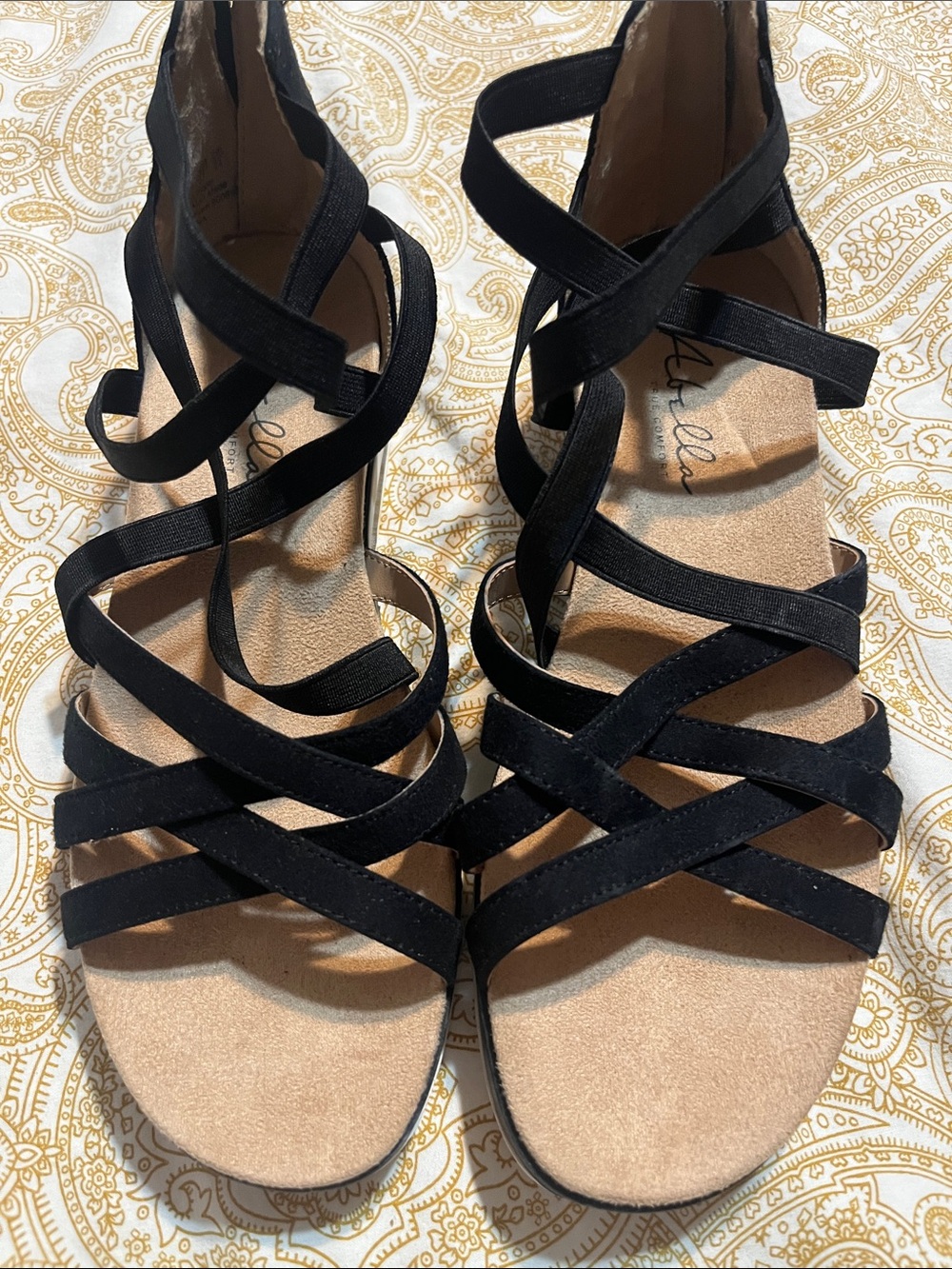 Abella Black Strappy Lace-Up Women's Sandals